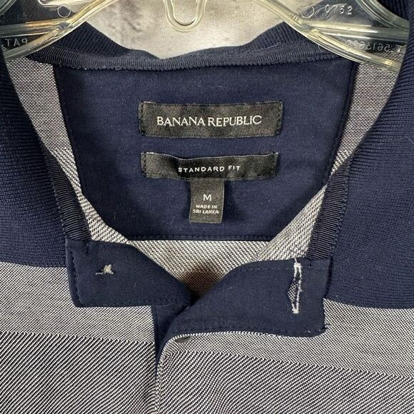 Banana Republic Men’s Polo Collared Shirt Short Sleeves Navy Standard Fit M - Picture 3 of 6